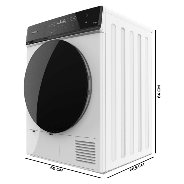Bolero DressCode Dry 8400 Max+ Secadora Bomba de calor blanca con 8 kg de capacidad, Clase E (antigua clase A++), Full Touch Control, 15 programas, secado automático, Planchado Fácil, Stop&Go, tambor inox, función Silence, Delay Start y KidLock