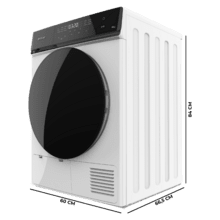 Bolero DressCode Dry 8400 Max+ Secadora Bomba de calor blanca con 8 kg de capacidad, Clase E (antigua clase A++), Full Touch Control, 15 programas, secado automático, Planchado Fácil, Stop&Go, tambor inox, función Silence, Delay Start y KidLock
