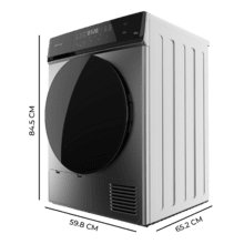 Bolero DressCode Dry 8400 Steel Sèche-linge en acier inoxydable de 8 kg avec pompe à chaleur, Classe E (avant A++), Full Touch control, 15 programmes, séchage automatique, Repassage facile, Stop&Go, tambour en acier inoxydable, Fonction silence, Delay Start et KidLock