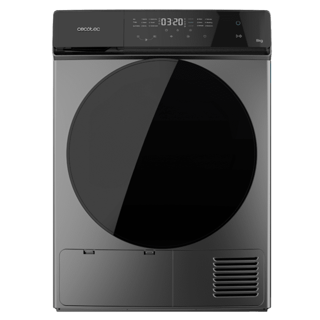 Bolero DressCode Dry 8400 Steel Sèche-linge en acier inoxydable de 8 kg avec pompe à chaleur, Classe E (avant A++), Full Touch control, 15 programmes, séchage automatique, Repassage facile, Stop&Go, tambour en acier inoxydable, Fonction silence, Delay Start et KidLock