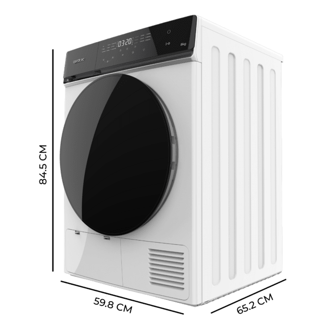 Bolero DressCode Dry 8400 Inverter Secadora Bomba de calor blanca de 8 kg, Clase C (antigua clase A+++), Motor Inverter Plus, Full Touch control, 15 programas, secado automático, Planchado Fácil, Stop&Go, tambor inox, función Silence, Delay Start, KidLock