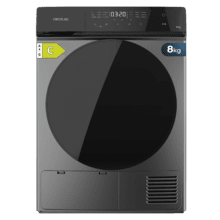 Bolero DressCode Dry 8400 Inverter Steel Secadora Bomba de calor steel de 8 kg, Clase C (antigua clase A+++), Motor Inverter Plus, Full Touch control, 15 programas, secado automático, giro bidireccional del tambor, Planchado Fácil, Stop&Go, tambor inox, función Silence, Delay Start y KidLock
