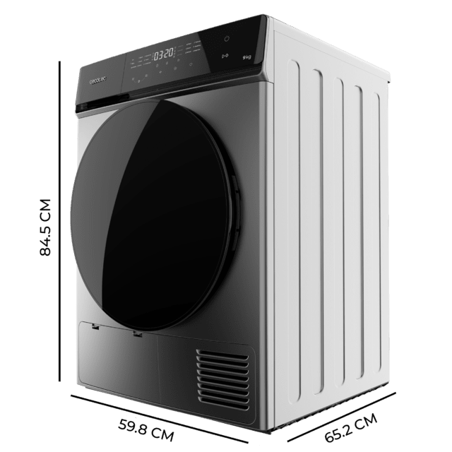 Bolero DressCode Dry 9400 Inverter Steel Secadora Bomba de calor steel de 9 kg, Clase C (antigua clase A+++), Motor Inverter Plus, Full Touch control, 15 programas, secado automático, Planchado Fácil, Stop&Go, tambor inox, función Silence, Delay Start y KidLock