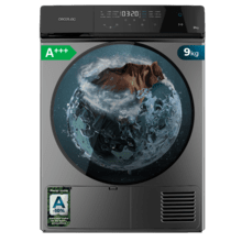 Bolero DressCode Dry 9400 Inverter Steel Secadora Bomba de calor steel de 9 kg, Clase C (antigua clase A+++), Motor Inverter Plus, Full Touch control, 15 programas, secado automático, Planchado Fácil, Stop&Go, tambor inox, función Silence, Delay Start y KidLock