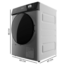 Bolero DressCode Dry 10355 Steel Secadora bomba de calor steel con capacidad de 10kg, clase E (Equivalente a clase A++), 14 programas con secado automático y funciones Spa Care, Planchado fácil, Pro Care, 4 niveles de intensidad de secado, tambor inox y Diamond Care, Delay Start, Stop&Go, KidLock y accesorio para zapatos