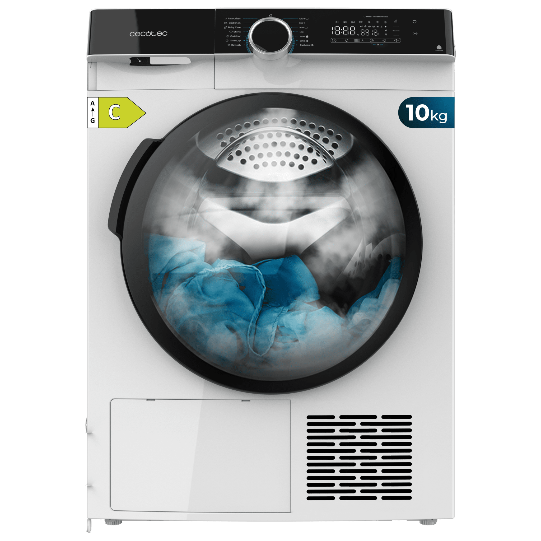 Sèche-linge Pompe à Chaleur Cecotec 8 Kg - Classe A++ - 15 Programmes - Séchage Automatique - Fonction Silence - KidLock
