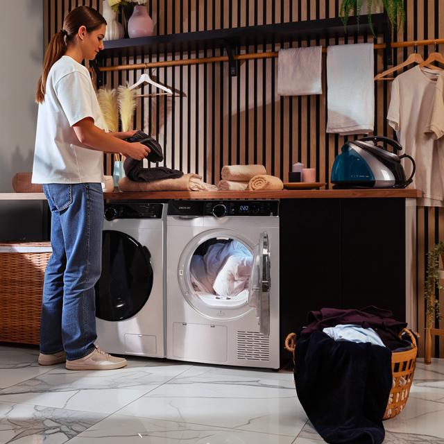 Bolero DressCode Dry 10505 Inverter Secadora bomba de calor color steel con capacidad de 10kg, clase C (equivalente a clase A+++), Motor Inverter Plus, certificación Woolmark, 14 programas, y funciones UV Care y Planchado Fácil