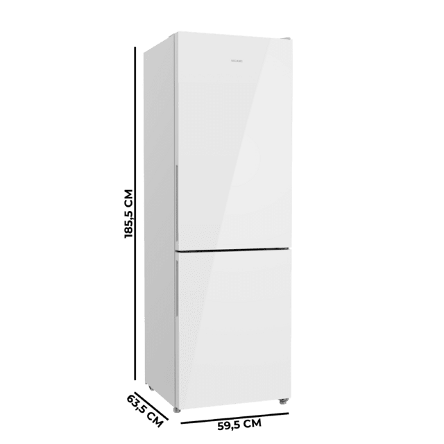 Bolero CoolMarket Combi 322i White Glass E - Frigorífico Combi con Acabado Cristal Blanco Premium, 322L, Ancho 59,5cm, Alto 185,5cm, Tecnología Total NoFrost, Multi Airflow, HumidityFlex HUB y Puerta Reversible - Iluminación LED y Display Interior