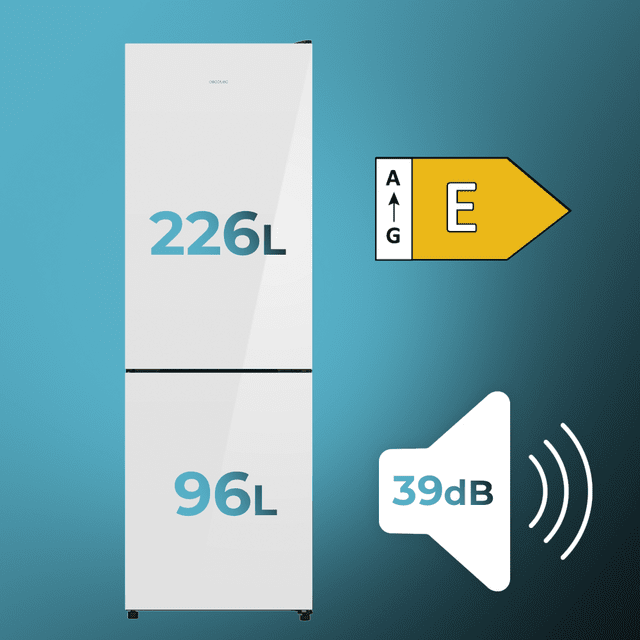 Bolero CoolMarket Combi 322i White Glass E - Frigorífico Combi con Acabado Cristal Blanco Premium, 322L, Ancho 59,5cm, Alto 185,5cm, Tecnología Total NoFrost, Multi Airflow, HumidityFlex HUB y Puerta Reversible - Iluminación LED y Display Interior