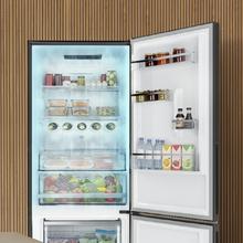 Bolero CoolMarket Combi 322i Black Glass E Cecotec - Frigorífico Combi Cristal Negro, 322L, Ancho 59,5cm, Alto 185,5cm, Total NoFrost, Multi Airflow, HumidityFlex HUB y Puerta Reversible - Iluminación LED y Display Interior