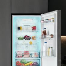 Bolero CoolMarket Combi 322i WD Inox E - Frigorífico Combi Acero Inoxidable con Dispensador de Agua, 322L, Ancho 59,5cm, Alto 185,5cm, Total NoFrost, Multi Airflow, HumidityFlex HUB y Puerta Reversible - Iluminación LED y Display Interior