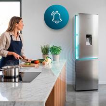 Bolero CoolMarket Combi 322i WD Inox E - Frigorífico Combi Acero Inoxidable con Dispensador de Agua, 322L, Ancho 59,5cm, Alto 185,5cm, Total NoFrost, Multi Airflow, HumidityFlex HUB y Puerta Reversible - Iluminación LED y Display Interior