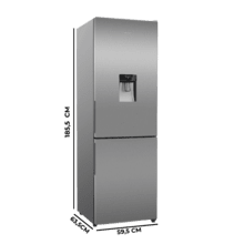 Bolero CoolMarket Combi 322i WD Inox E - Frigorífico Combi Acero Inoxidable con Dispensador de Agua, 322L, Ancho 59,5cm, Alto 185,5cm, Total NoFrost, Multi Airflow, HumidityFlex HUB y Puerta Reversible - Iluminación LED y Display Interior