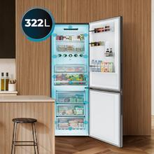 Bolero CoolMarket Combi 322i WD Inox E - Frigorífico Combi Acero Inoxidable con Dispensador de Agua, 322L, Ancho 59,5cm, Alto 185,5cm, Total NoFrost, Multi Airflow, HumidityFlex HUB y Puerta Reversible - Iluminación LED y Display Interior