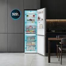 Bolero CoolMarket Combi 322i WD Inox E - Frigorífico Combi Acero Inoxidable con Dispensador de Agua, 322L, Ancho 59,5cm, Alto 185,5cm, Total NoFrost, Multi Airflow, HumidityFlex HUB y Puerta Reversible - Iluminación LED y Display Interior