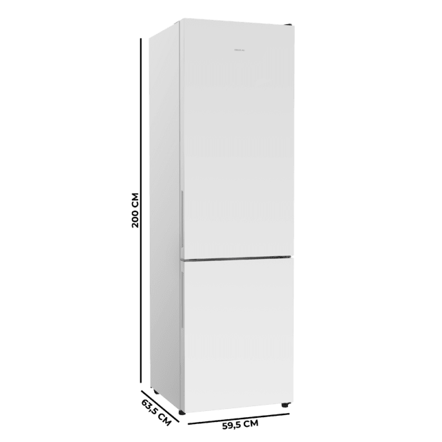 Bolero CoolMarket Combi 356i White E Réfrigérateur Combi blanc, 356 L, largeur 59,5 cm, hauteur 200 cm, Total NoFrost, Multi Airflow, congélation rapide, FreshnessFlex HUB, HumidityFlex HUB et porte réversible - Éclairage LED et affichage intérieur