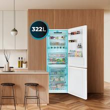 Bolero CoolMarket Combi 356i White E Réfrigérateur Combi blanc, 356 L, largeur 59,5 cm, hauteur 200 cm, Total NoFrost, Multi Airflow, congélation rapide, FreshnessFlex HUB, HumidityFlex HUB et porte réversible - Éclairage LED et affichage intérieur