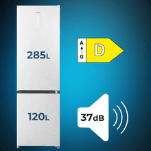 Bolero CoolMarket Combi 405 WL Elite Lunar Stone D - Frigorífico Combi Lunar Stone con interior Elite Grey y MAX INSIDE, MetalFlex Cooling, Fresh Flex, Elite Grey, ADF+ Antiolores, Display Full Color, Total NoFrost, Puerta Reversible, Compresor Inverter Plus, Ultra Silencioso 37dB, Modo ECO, Ultra Fast Freezing, Fast Cooling, Clase Energética D