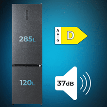 Bolero CoolMarket Combi 405 WL Elite Silex Stone D - Frigorífico Combi Silex Stone con interior Elite Grey y MAX INSIDE, MetalFlex Cooling, Fresh Flex, Elite Grey, ADF+ Antiolores, Display Full Color, Total NoFrost, Puerta Reversible, Compresor Inverter Plus, Ultra Silencioso 37dB, Modo ECO, Ultra Fast Freezing, Fast Cooling, Clase Energética D