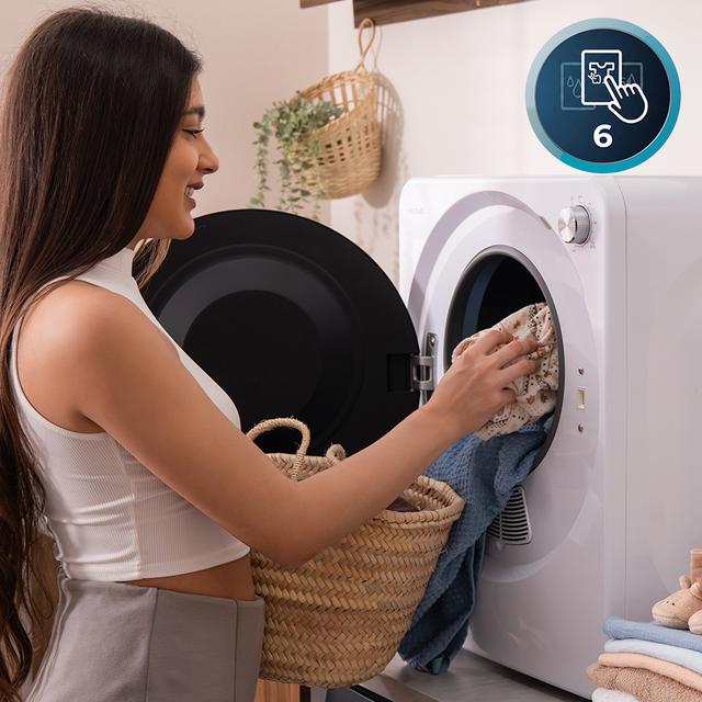 Bolero DressCode Dry 3150V Secadora compacta de evacua��o branca de 2,5 kg com 950 W, com 4 programas de calor e 2 de frio, programa ECO, controlo intuitivo por bot�o rotativo, secagem r�pida e eficiente, ideal para espa�os pequenos