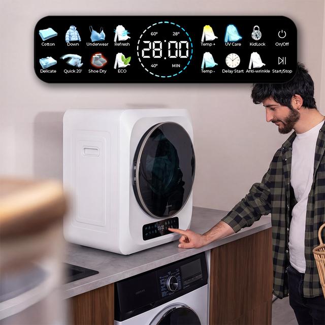 Bolero DressCode Dry 3400V Secadora compacta de evacua��o de 3 kg de capacidade, branca, ecr� FullColor, 8 programas, secagem autom�tica inteligente, tambor Inox com rota��o bidirecional, fun��o UV Care, Dry Shoe Pro, fun��o anti-rugas, Delay Start, KidLock e instala��o flex�vel.