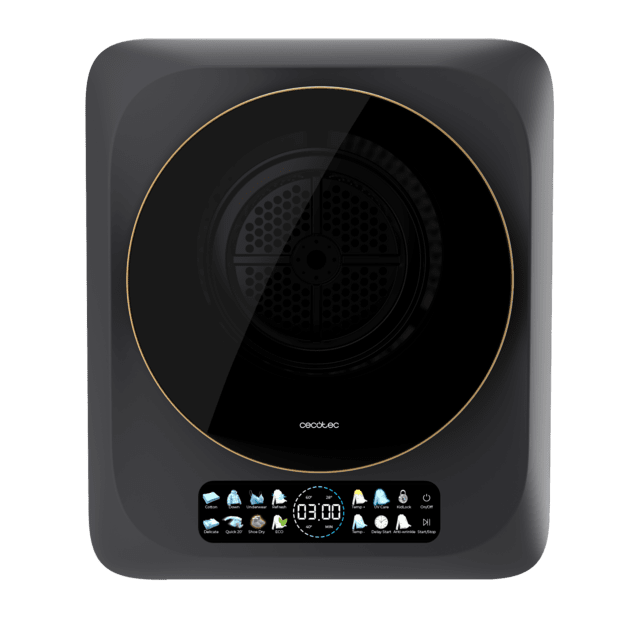 Bolero DressCode Dry 3400V Dark Secadora compacta de evacua��o de 3 kg de capacidade, ecr� FullColor, 8 programas, secagem autom�tica inteligente, tambor Inox com rota��o bidirecional, fun��o UV Care, Dry Shoe Pro, fun��o anti-rugas, Delay Start, KidLock e instala��o flex�vel.