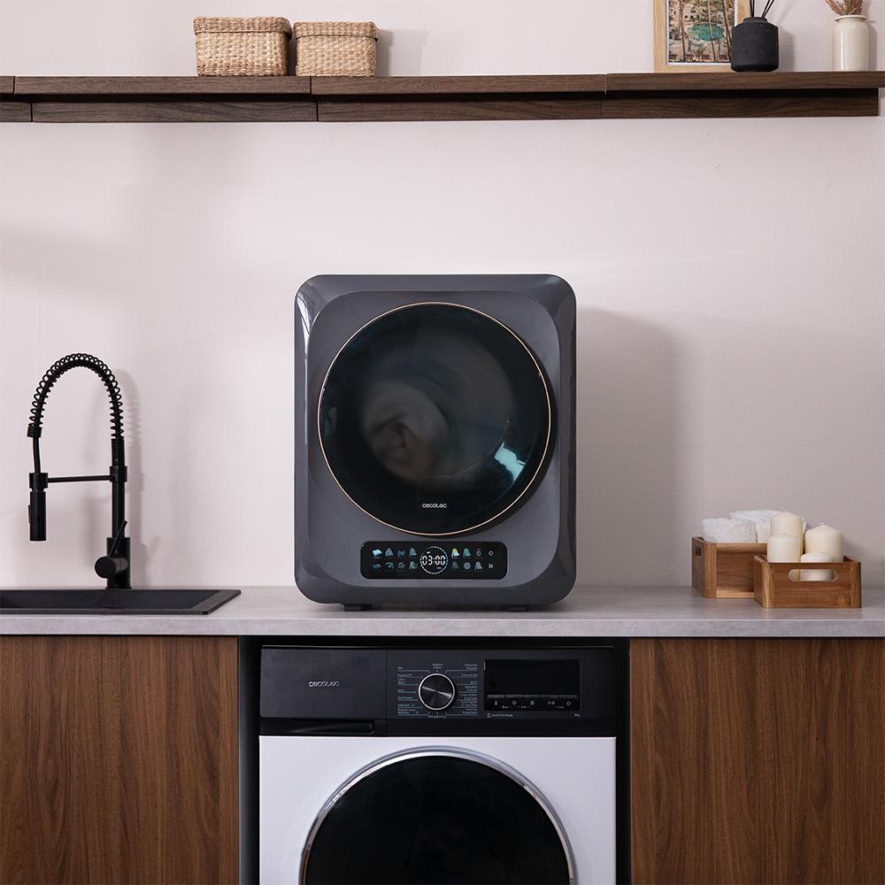Secadora Cecotec Bolero DressCode Dry 3400V Dark instalada sobre encimera en cocina