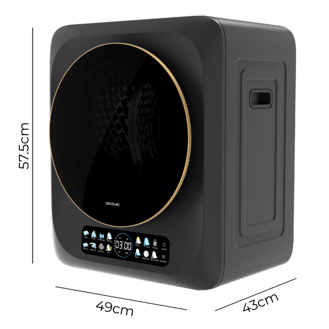 Bolero DressCode Dry 3400V Dark Secadora compacta de evacua��o de 3 kg de capacidade, ecr� FullColor, 8 programas, secagem autom�tica inteligente, tambor Inox com rota��o bidirecional, fun��o UV Care, Dry Shoe Pro, fun��o anti-rugas, Delay Start, KidLock e instala��o flex�vel.