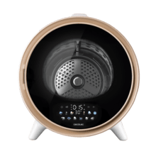 Bolero DressCode Dry 3600V Gold Secadora compacta de evacuación blanca de 3 kg de capacidad, detalle oro cromado, pantalla con iconos a color, 12 programas, secado automático, función vapor y UV Care, tambor Inox con giro bidireccional y sistema antiarrugas Anti-Wrinkle Motion, accesorio para zapatos y funciones Delay Start, KidLock, Modo Refresh.