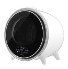 Bolero DressCode Dry 3600V Silver Secadora compacta de evacuación blanca de 3 kg de capacidad, detalle gris cromado, pantalla con iconos a color, 12 programas, secado automático, función vapor y UV Care, tambor Inox con giro bidireccional y sistema antiarrugas Anti-Wrinkle Motion, accesorio para zapatos y funciones Delay Start, KidLock, Modo Refresh.