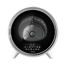 Bolero DressCode Dry 3600V Silver Secadora compacta de evacuación blanca de 3 kg de capacidad, detalle gris cromado, pantalla con iconos a color, 12 programas, secado automático, función vapor y UV Care, tambor Inox con giro bidireccional y sistema antiarrugas Anti-Wrinkle Motion, accesorio para zapatos y funciones Delay Start, KidLock, Modo Refresh.