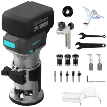 MultiShape 2000 Liberty Fresadora 21V 4Ah. Motor sin escobillas. Incluye 5 fresas y cabezales de diferentes tamaños. Velocidad y profundidad regulable. Incluye tope paralelo.