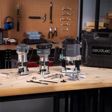 MultiShape 900 Inmersion Große Oberfräse mit 1200 W Leistung. Inklusive 5 Bohrer. Kompatibel mit großen und kleinen Fräsern. Einstellbare Tiefe bis 55 mm. Einstellbare Geschwindigkeit.