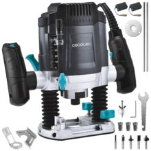 MultiShape 900 Inmersion Fresadora grande con 1200W de potencia. Incluye 5 fresas. Compatible con fresas grandes y pequeñas. Profundidad ajustable hasta 55mm. Velocidad regulable.