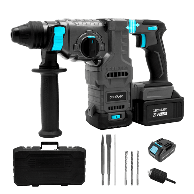 PowerForce 8000 ShockAbsorber Killer Marteau perforateur SDS Plus avec batterie NEX21. Moteur sans balais (Brushless). Force de frappe de 3 J. 3 en 1. Shock Absorber. Vitesse réglable. Adaptateur pour forets conventionnels. Mallette, forets et burins inclus.