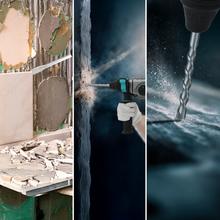 PowerForce 8000 ShockAbsorber Killer Marteau perforateur SDS Plus avec batterie NEX21. Moteur sans balais (Brushless). Force de frappe de 3 J. 3 en 1. Shock Absorber. Vitesse réglable. Adaptateur pour forets conventionnels. Mallette, forets et burins inclus.