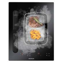 Bolero Squad IH 2200 FullFlex ShieldGlass Placa de indução compacta de 1 zona FullFlex com exaustor integrado, acabamento ShieldGlass, potência máxima 3500W, 9 níveis de potência com Booster, Stop&Go, aspiração 500m3/h, 4 velocidades com função Booster, Touch Control.