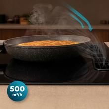 Bolero Squad IH 2200 FullFlex ShieldGlassPlaque à induction compacte 1 foyer FullFlex avec hotte aspirante intégrée, finition ShieldGlass, puissance maximale de 3500 W, 9 niveaux de puissance avec Booster, Stop&Go, aspiration de 500 m3/h, 4 vitesses avec fonction Booster, Touch Control.