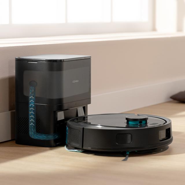 Conga Y80 Robot aspirador con IA Laser Eye y navegación láser inteligente. Aspira, barre, friega y pasa la mopa con 13000 Pa y cepillo antienredos. Autonomía hasta 220 m², base de vaciado automático 2,5 L y APP 3.0 para limpieza por zonas.