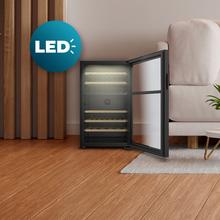 Bolero GrandSommelier Duo 52000 Black Vinoteca libre instalación con cristal negro, Doble zona temperatura 5ºC a 20ºC, Capacidad 52 Botellas, Dimensiones 84x59,5cm, Iluminación LED, Compresor integrado, Display LED Interior, Funcionamiento silencioso, 5 Estantes madera.