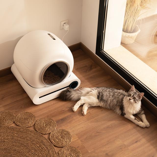 Arenero automático Pumba 8500 CleanKitty Smart Arenero con autolimpieza, triple sistema de desodorización, control por wifi y pantalla, silencioso y seguro con sensor de infrarrojos.