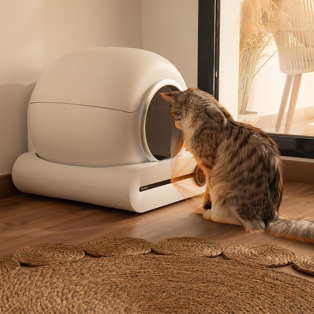 Arenero automático Pumba 8500 CleanKitty Smart Arenero con autolimpieza, triple sistema de desodorización, control por wifi y pantalla, silencioso y seguro con sensor de infrarrojos.