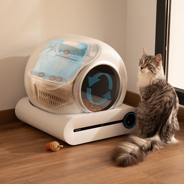 Arenero automático Pumba 8500 CleanKitty Smart Arenero con autolimpieza, triple sistema de desodorización, control por wifi y pantalla, silencioso y seguro con sensor de infrarrojos.