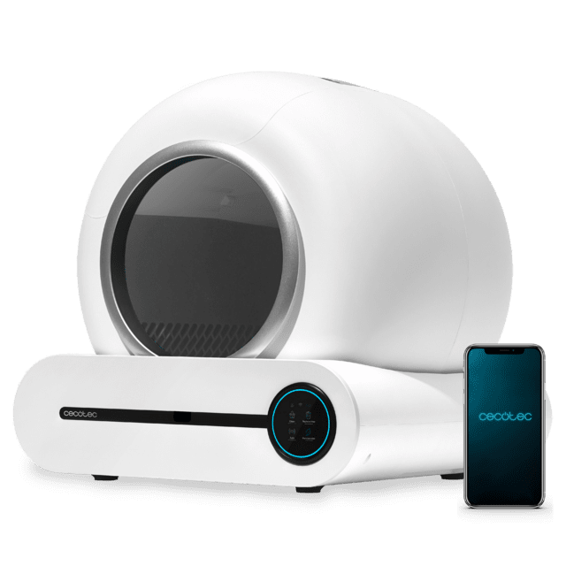 Arenero automático Pumba 8500 CleanKitty Smart Arenero con autolimpieza, triple sistema de desodorización, control por wifi y pantalla, silencioso y seguro con sensor de infrarrojos.
