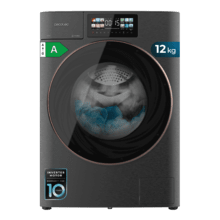 Bolero Wash&Dry 106950 Autodose Inverter 3D Steel Lavadora secadora Autodosis de carga frontal color titanium de 10/6 kg de capacidad, 1400 rpm y clase A, con diseño Core Matrix Screen 9,2" y Core Body, 13 programas y Motor Inverter Plus, SteamMax, secado automático, Sanitize, OnSmart, Fuzzy Logic, Smooth Wash, puerta XXL y luz interior.