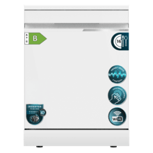 Bolero Aguazero 7000 Matt White Glass Connected Lavavajillas cristal blanco mate de 60 cm, 16 servicios, clase B, motor Inverter Plus Duo, 10 programas, Smart Voice Control, Smart Knock Dual Control, WiFi, Smart Wash, Steam Wash, Extra Hygiene, AutoClean, luz interior y luz ambiente exterior, funciones de secado O2Dry, Dual Turbo Dry+, Super Dry, tecnología brazo aspersor Splash 360, Save+, Half Load, Silent Wash, Delay Start, Extra Rapid y bandeja para cubiertos