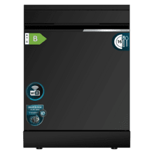 Bolero Aguazero 7000 Matt Black Glass Connected Lavavajillas cristal negro mate de 60 cm, 16 servicios, clase B, motor Inverter Plus Duo, 10 programas, Smart Voice Control, Smart Knock Dual Control, WiFi, Smart Wash, Steam Wash, Extra Hygiene, AutoClean, luz interior y luz ambiente exterior, funciones de secado O2Dry, Dual Turbo Dry+, Super Dry, tecnología brazo aspersor Splash 360, Save+, Half Load, Silent Wash, Delay Start, Extra Rapid y bandeja para cubiertos