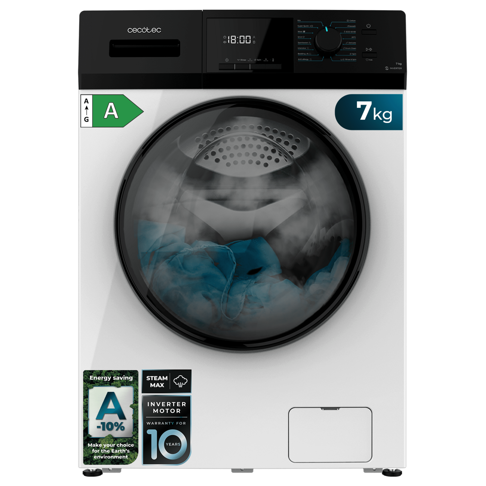 Bolero Dresscode 7411 Inverter Lavatrice bianca a carica frontale Cecotec