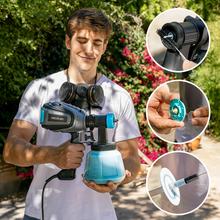 TotalPaint 750 Pistola de pintura con 700W de potencia. Control total del caudal hasta 1200ml/min. Incluye 5 boquillas. Contenedores de 1200ml.