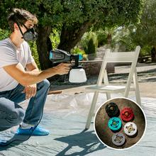 TotalPaint 750 Pistola de pintura con 700W de potencia. Control total del caudal hasta 1200ml/min. Incluye 5 boquillas. Contenedores de 1200ml.